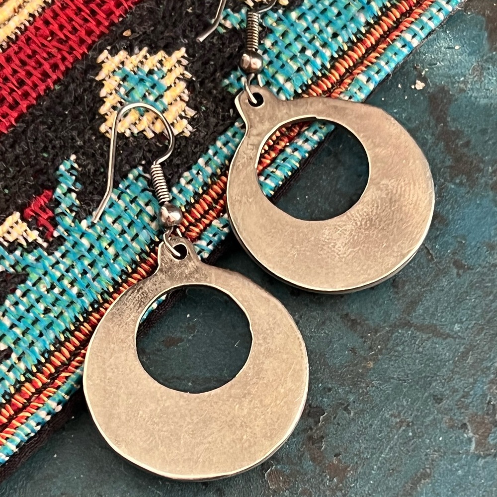 Vintage Native American Sterling Silver Turquoise Earrings - Picture 5 of 6